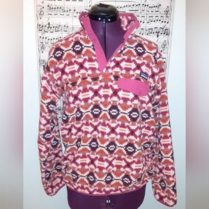 Patagonia Women's Synchilla Snap-T Wild Desert Pink Aztec Fleece Pullover Small
